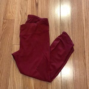 Red Athleta Leggings with Mesh